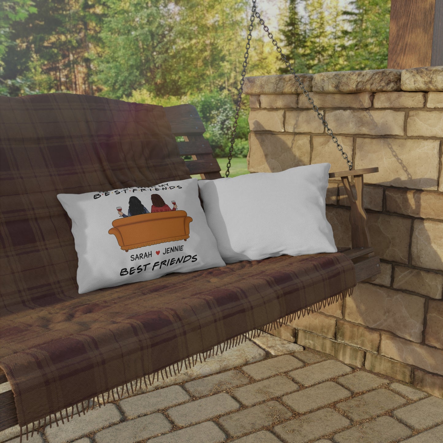 Best Friends Outdoor Pillow, Fun Garden Cushion, Friendship Gift, Patio Decor, Cozy Home Accessory, Personalized Gift Idea