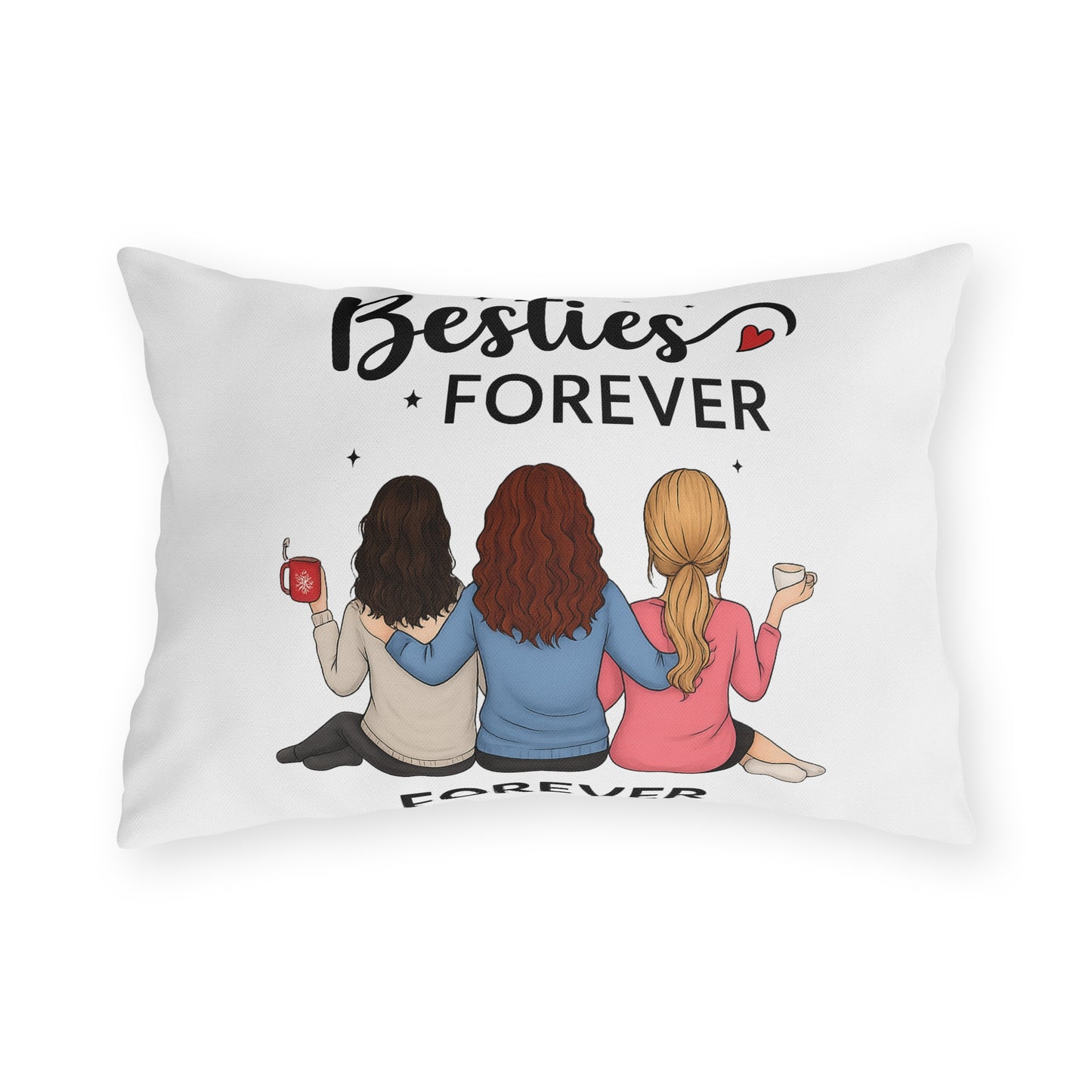 Besties Forever Outdoor Pillows, Cozy Garden Decor, Friendship Gifts, Patio Cushions, Seasonal Home Accents