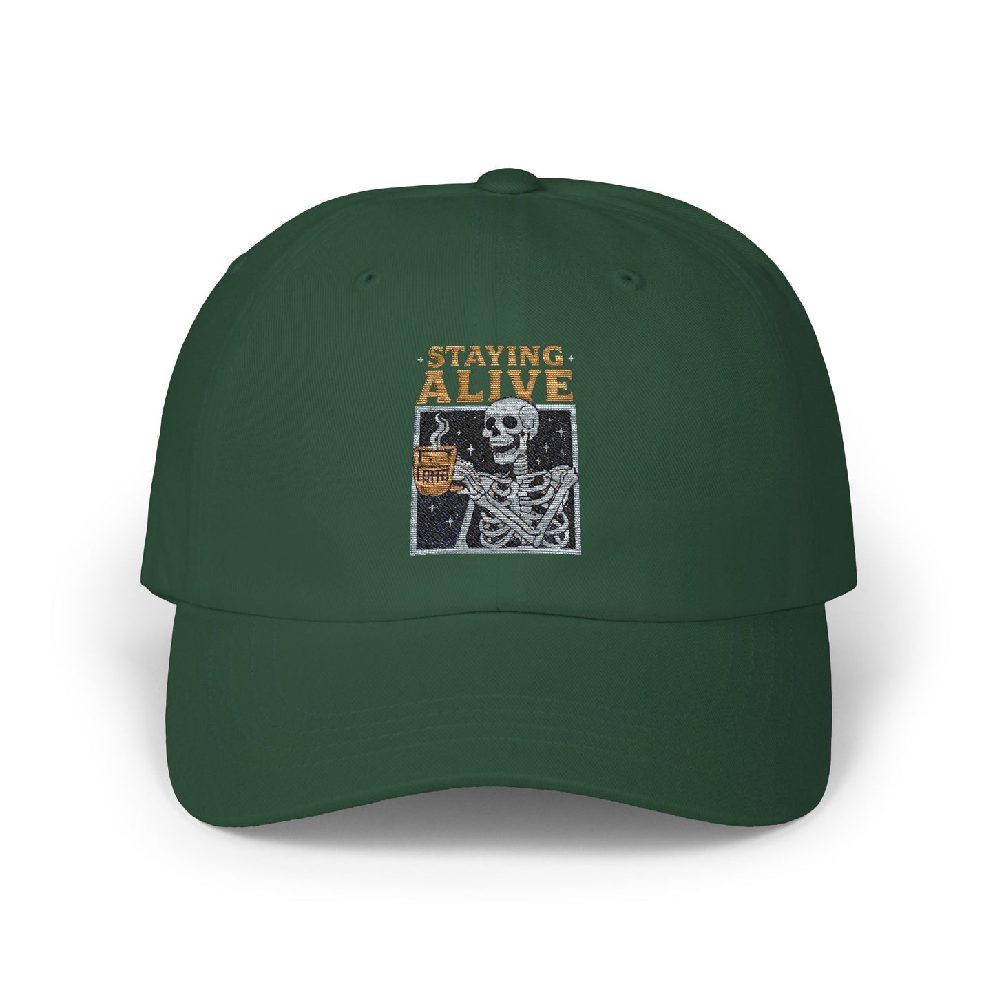 Skeleton Staying Alive Dad Cap, Cool Dad Hat, Vintage Cap, Festival Accessory, Gift for Dad