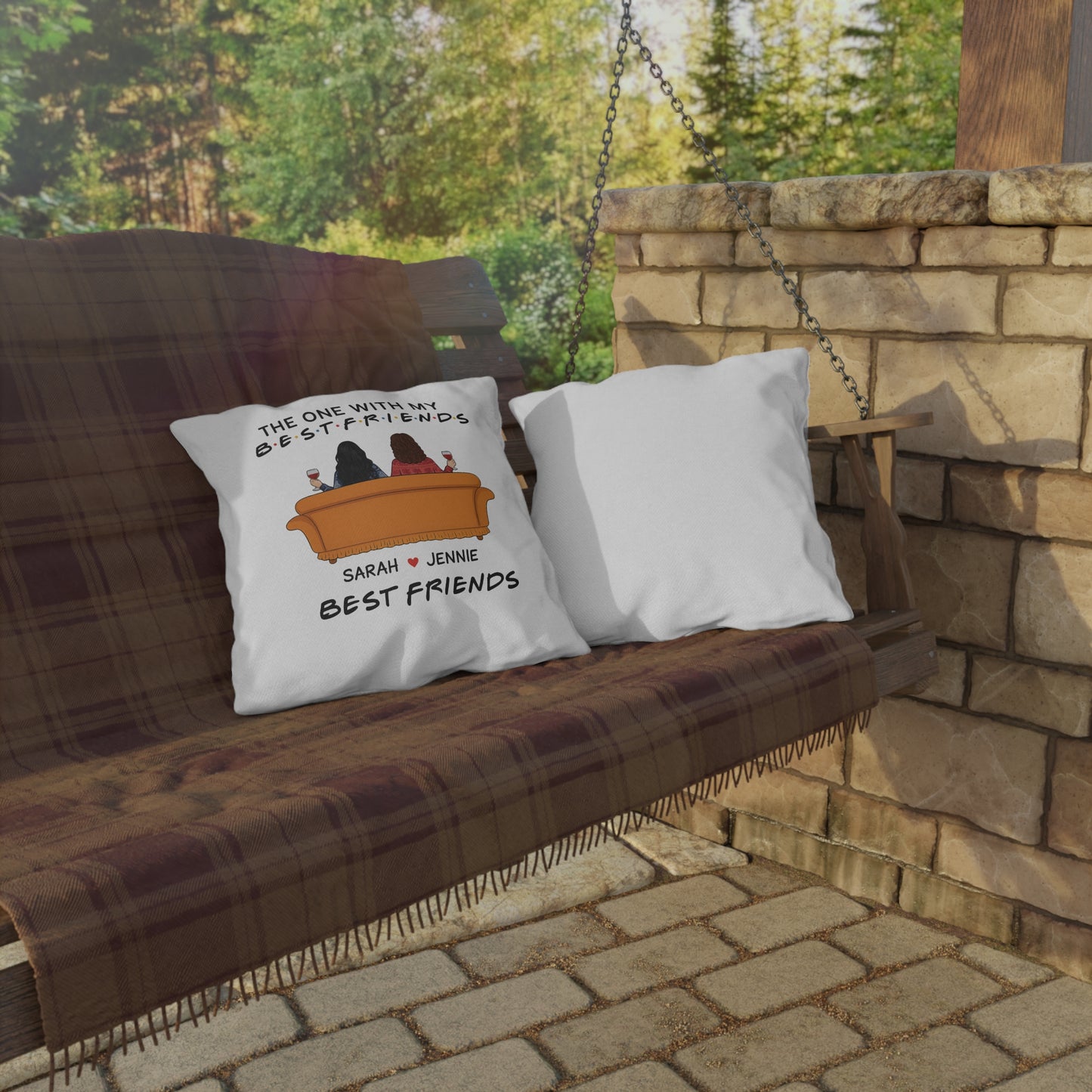 Best Friends Outdoor Pillow, Fun Garden Cushion, Friendship Gift, Patio Decor, Cozy Home Accessory, Personalized Gift Idea