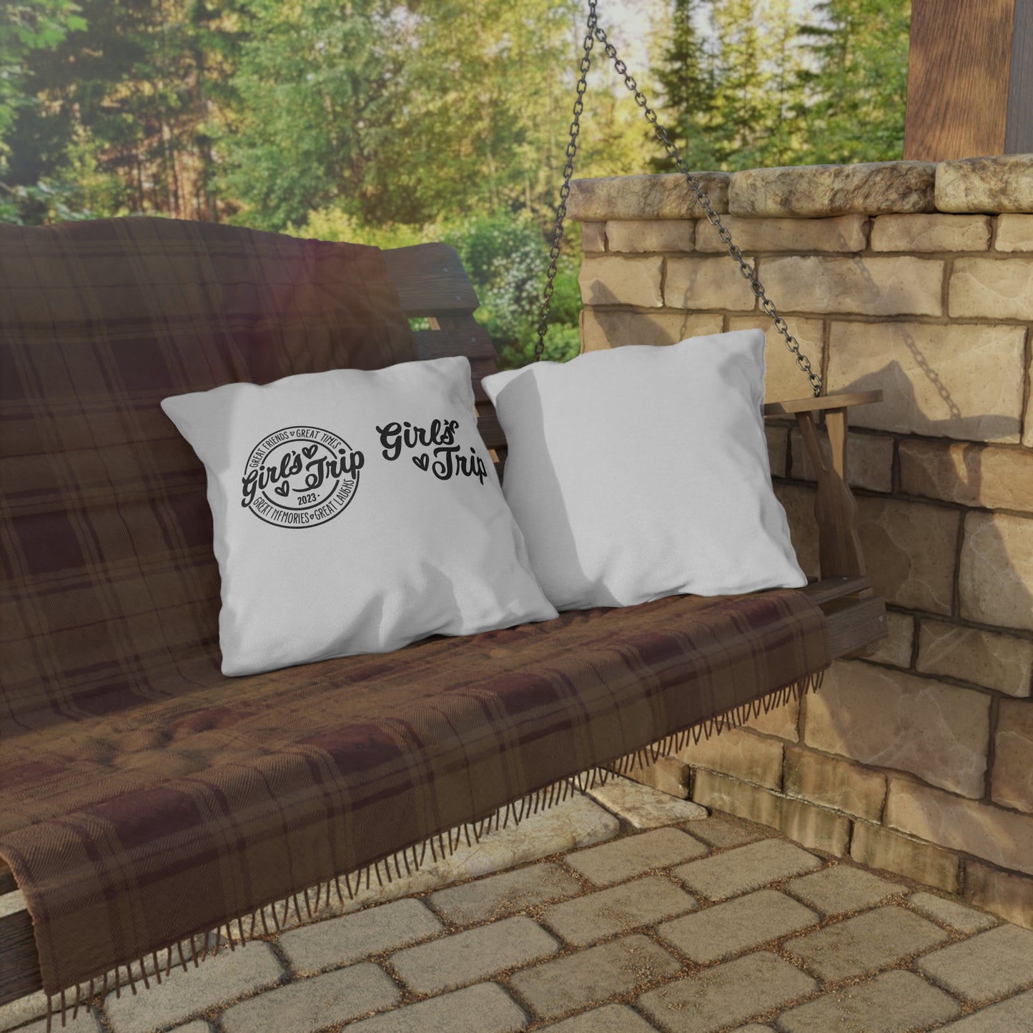 Girls Trip Outdoor Pillows for Relaxing Gatherings, Perfect for Summer BBQs, Pool Parties, and Road Trips, Gift for Friends