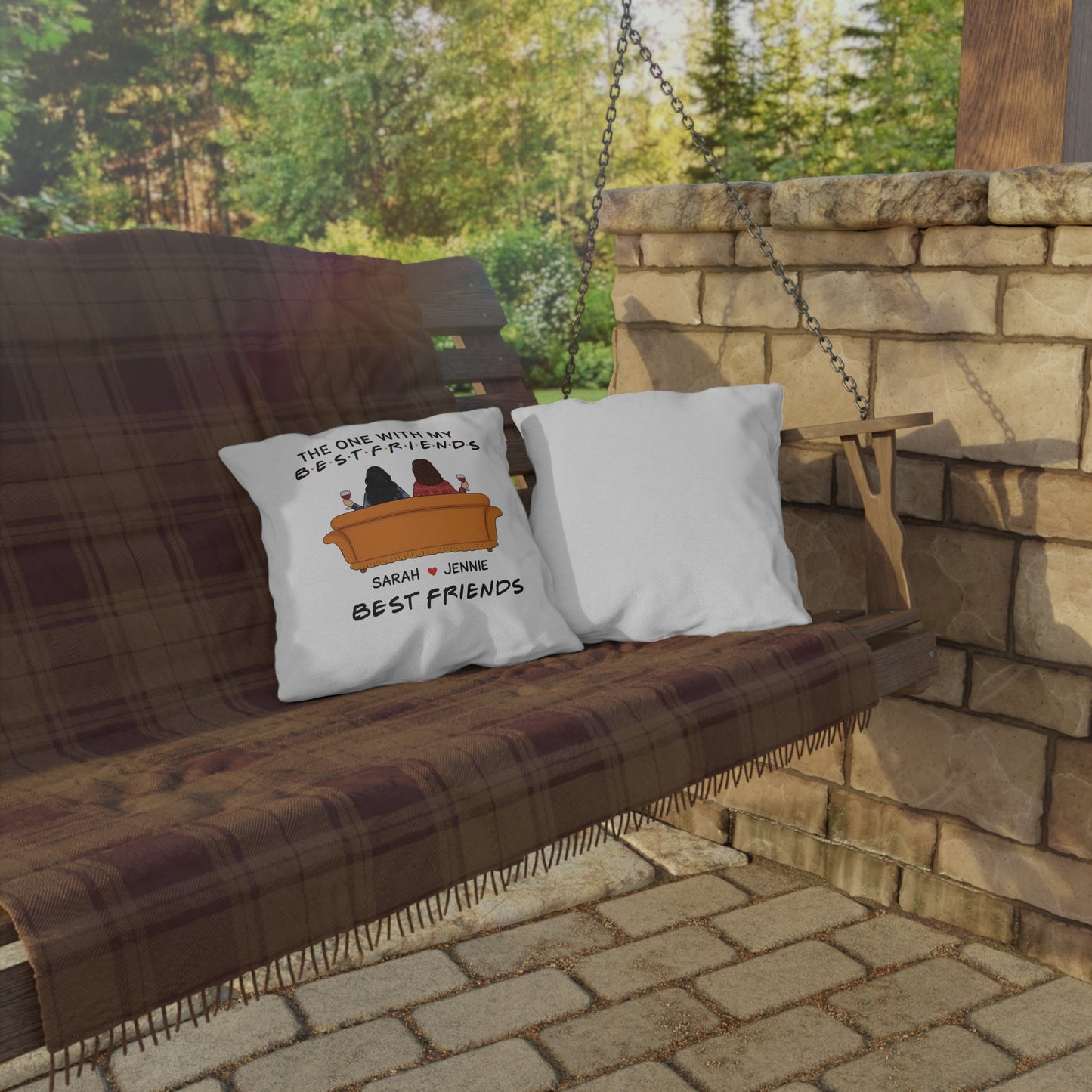 Best Friends Outdoor Pillow, Fun Garden Cushion, Friendship Gift, Patio Decor, Cozy Home Accessory, Personalized Gift Idea