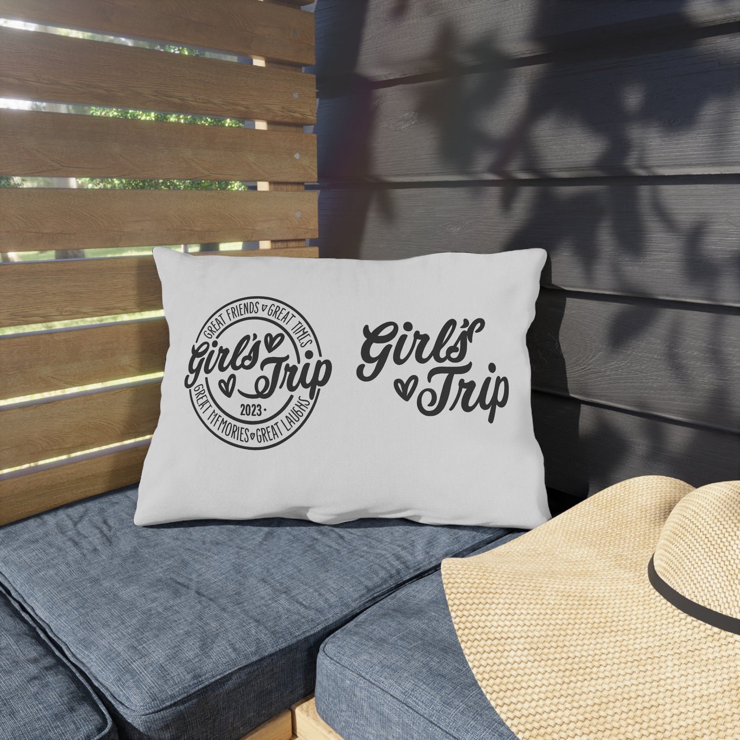 Girls Trip Outdoor Pillows for Relaxing Gatherings, Perfect for Summer BBQs, Pool Parties, and Road Trips, Gift for Friends