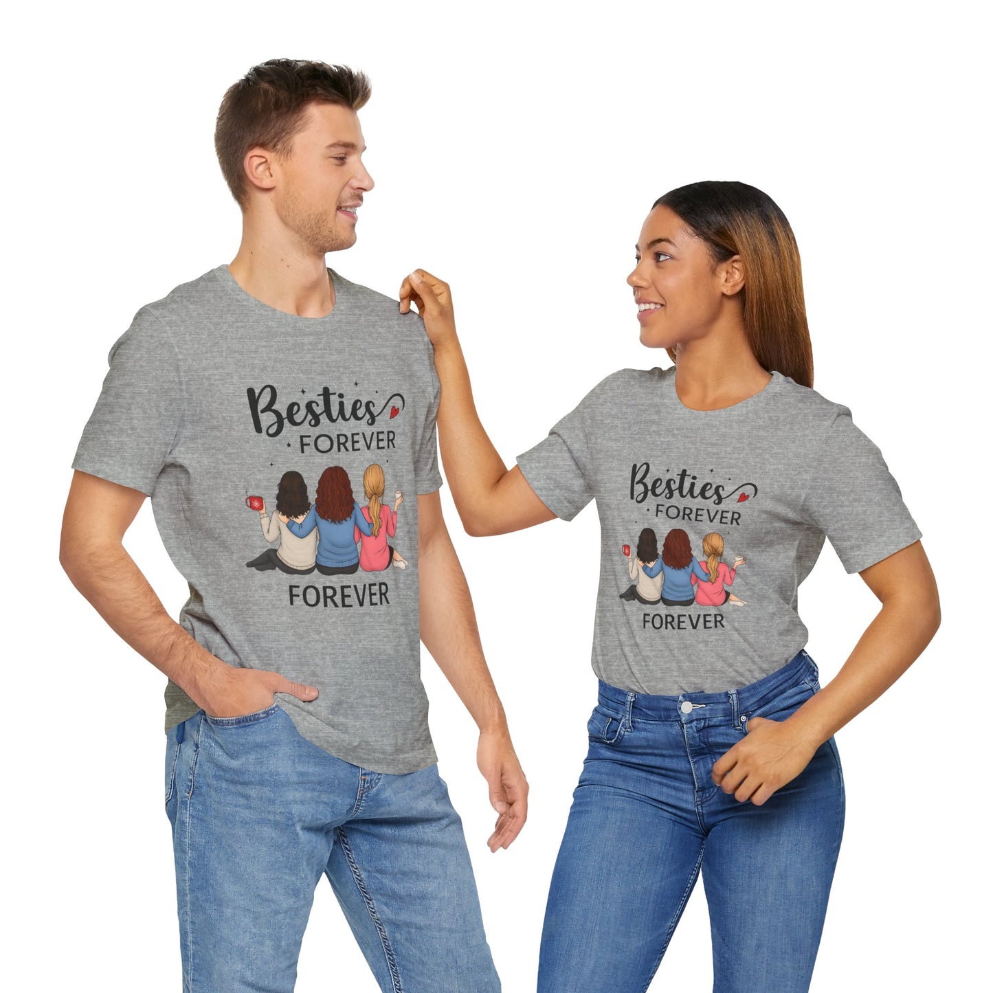 Besties Forever Tee, Friendship Gift Shirt, Unisex Short Sleeve Top, Best Friend Birthday Tee, Casual Friendship Apparel