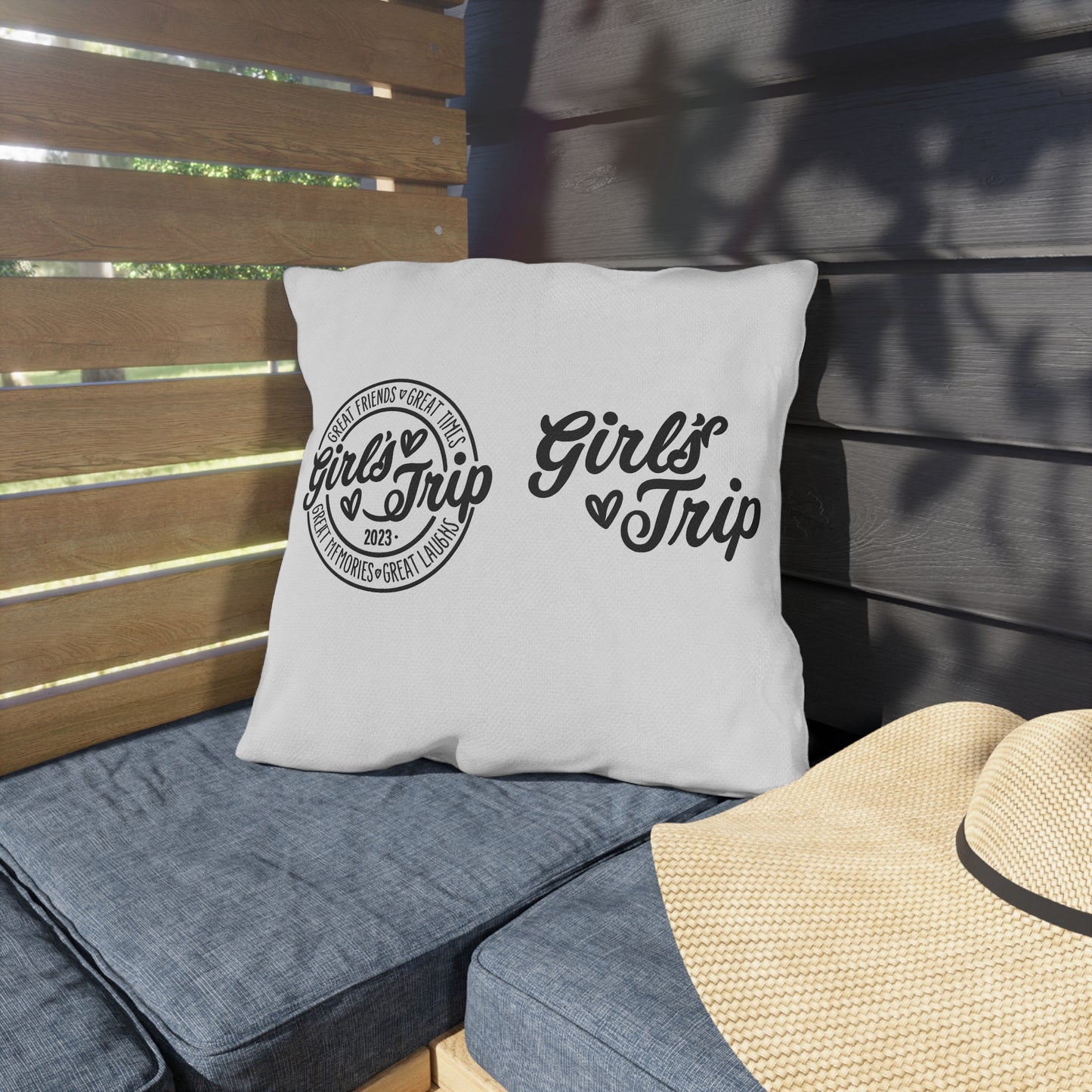 Girls Trip Outdoor Pillows for Relaxing Gatherings, Perfect for Summer BBQs, Pool Parties, and Road Trips, Gift for Friends
