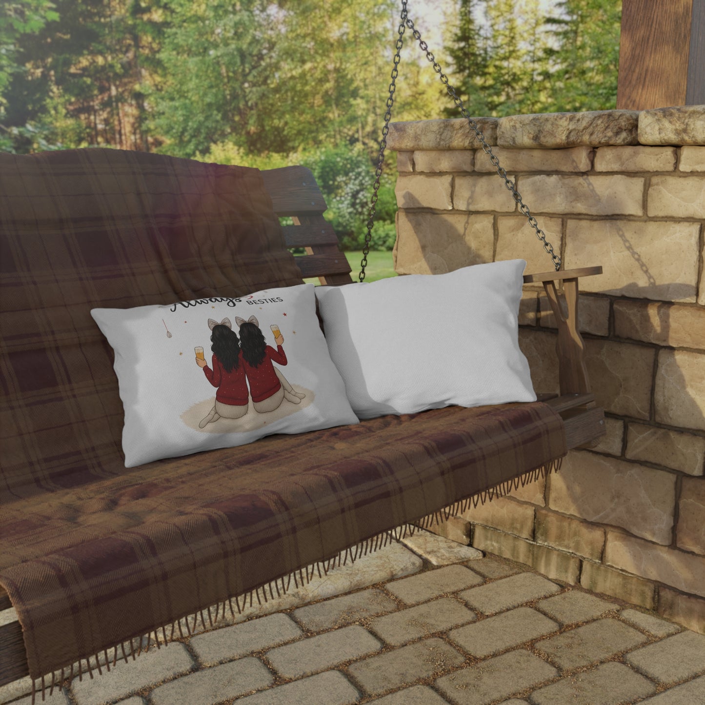Always Besties Outdoor Pillow - Cute Best Friend Gift, Patio Decor, Throw Cushion, Home and Garden Accents, Unique Friendship Present