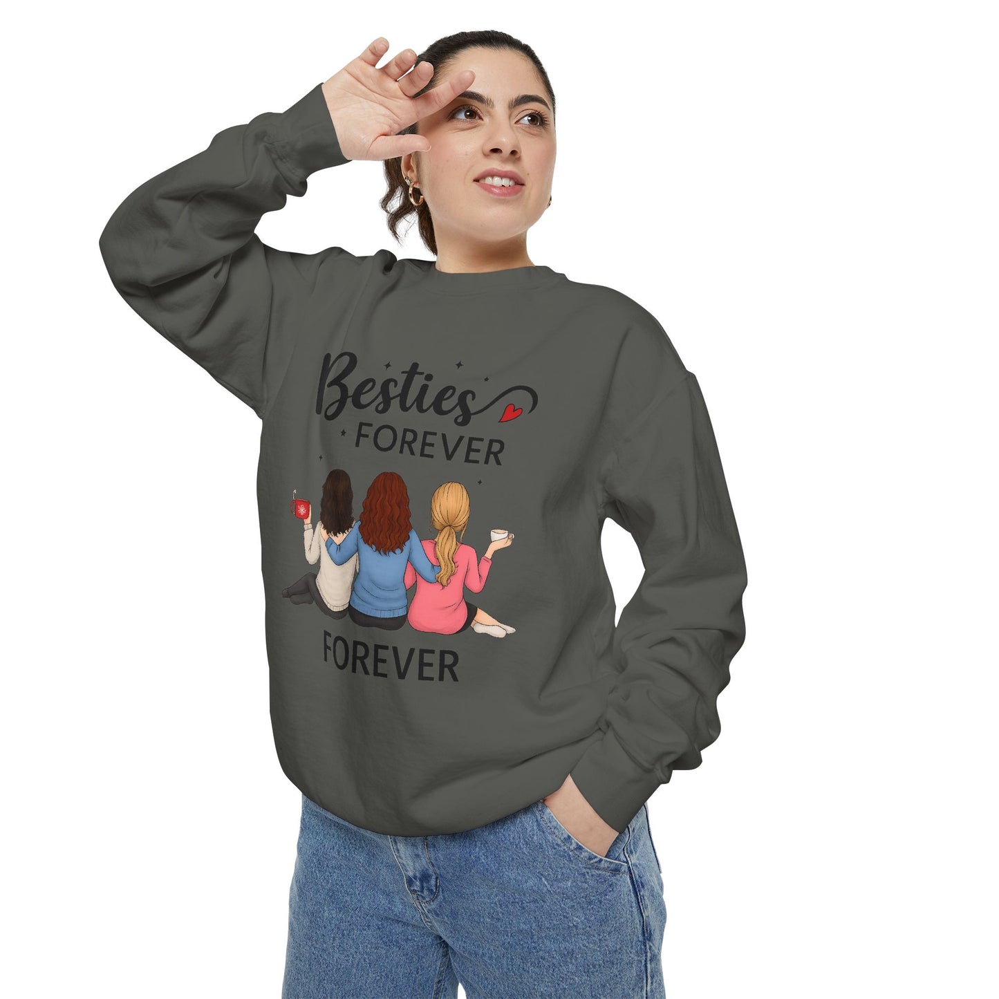 Besties Forever Sweatshirt, Cozy Friendship Gift, Ideal for Birthdays, Casual Outings, Best Friend Apparel, Comfortable Fashion