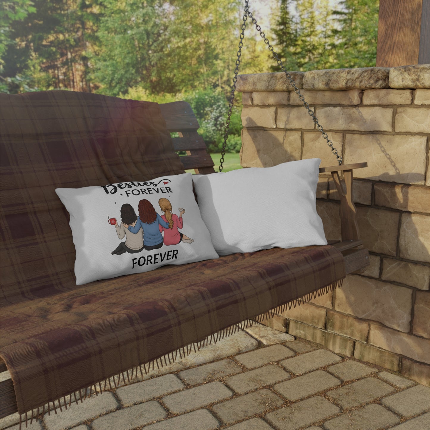 Besties Forever Outdoor Pillows, Cozy Garden Decor, Friendship Gifts, Patio Cushions, Seasonal Home Accents