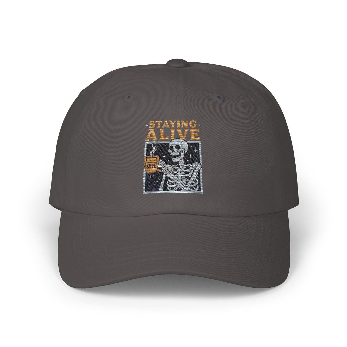 Skeleton Staying Alive Dad Cap, Cool Dad Hat, Vintage Cap, Festival Accessory, Gift for Dad