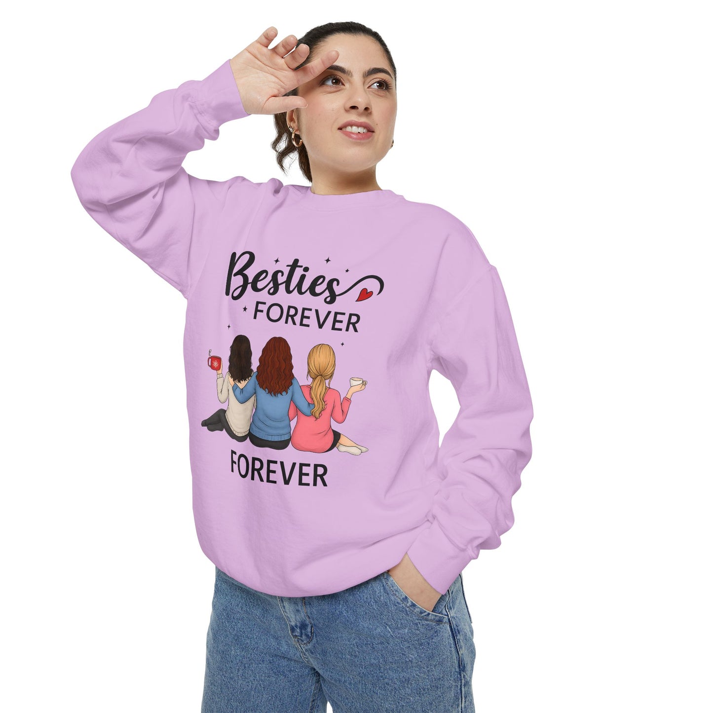 Besties Forever Sweatshirt, Cozy Friendship Gift, Ideal for Birthdays, Casual Outings, Best Friend Apparel, Comfortable Fashion