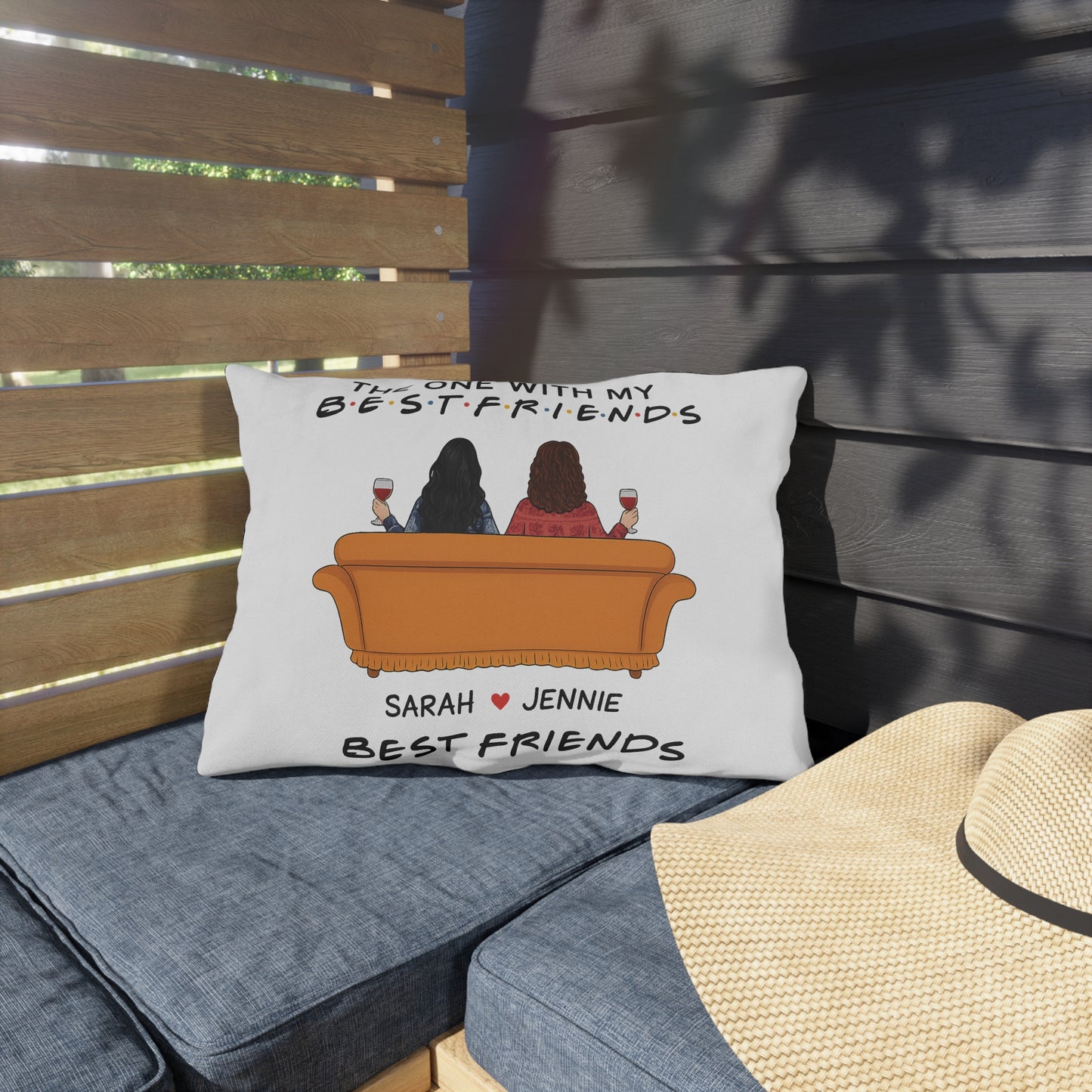 Best Friends Outdoor Pillow, Fun Garden Cushion, Friendship Gift, Patio Decor, Cozy Home Accessory, Personalized Gift Idea