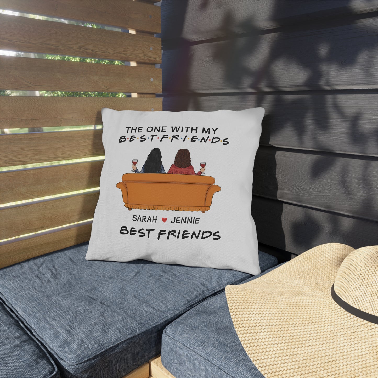 Best Friends Outdoor Pillow, Fun Garden Cushion, Friendship Gift, Patio Decor, Cozy Home Accessory, Personalized Gift Idea