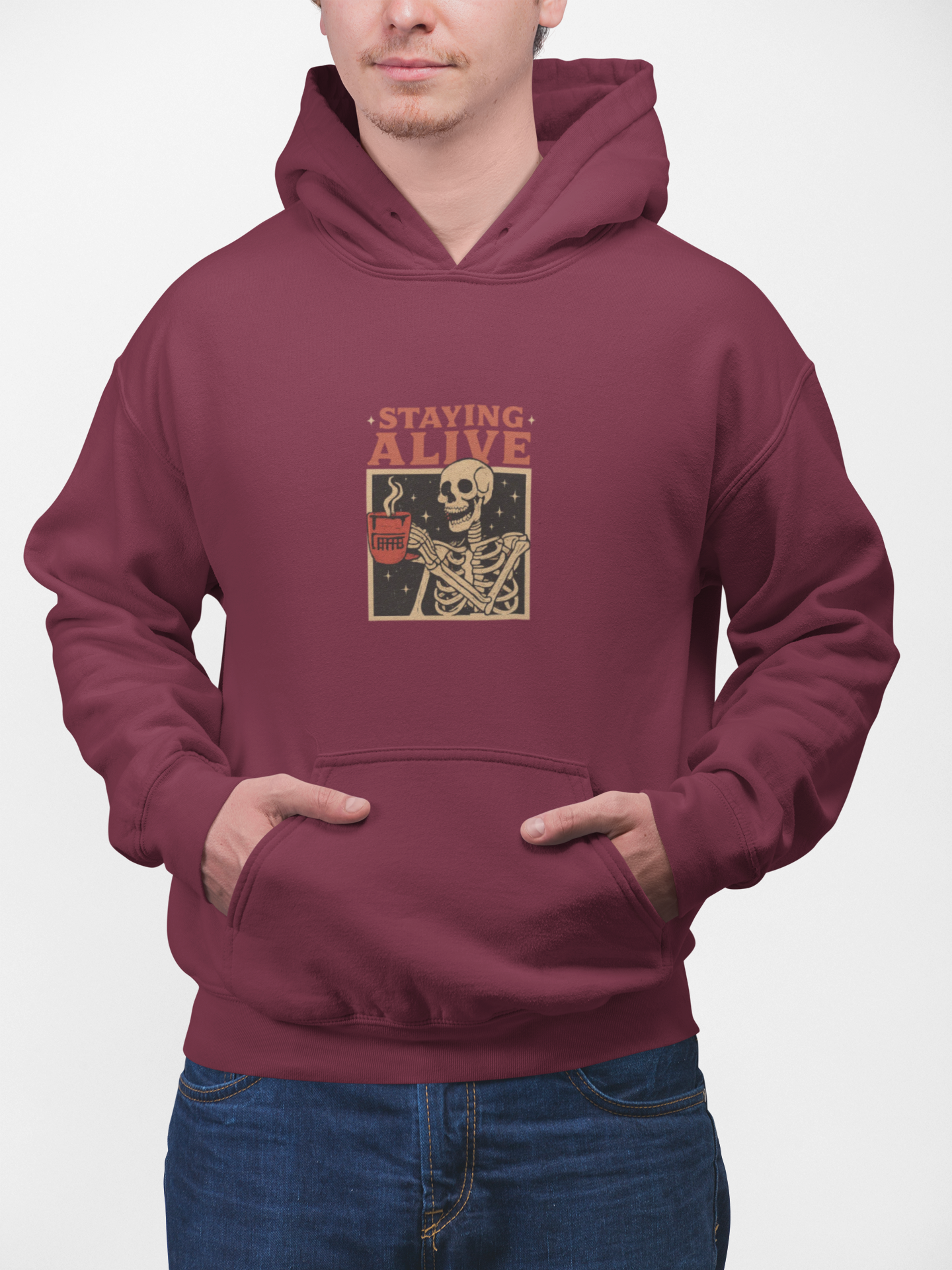 Staying Alive Unisex Hoodie - Fun Graphic Sweatshirt for Casual Wear, Perfect for Gift Giving, Halloween, or Everyday Comfort