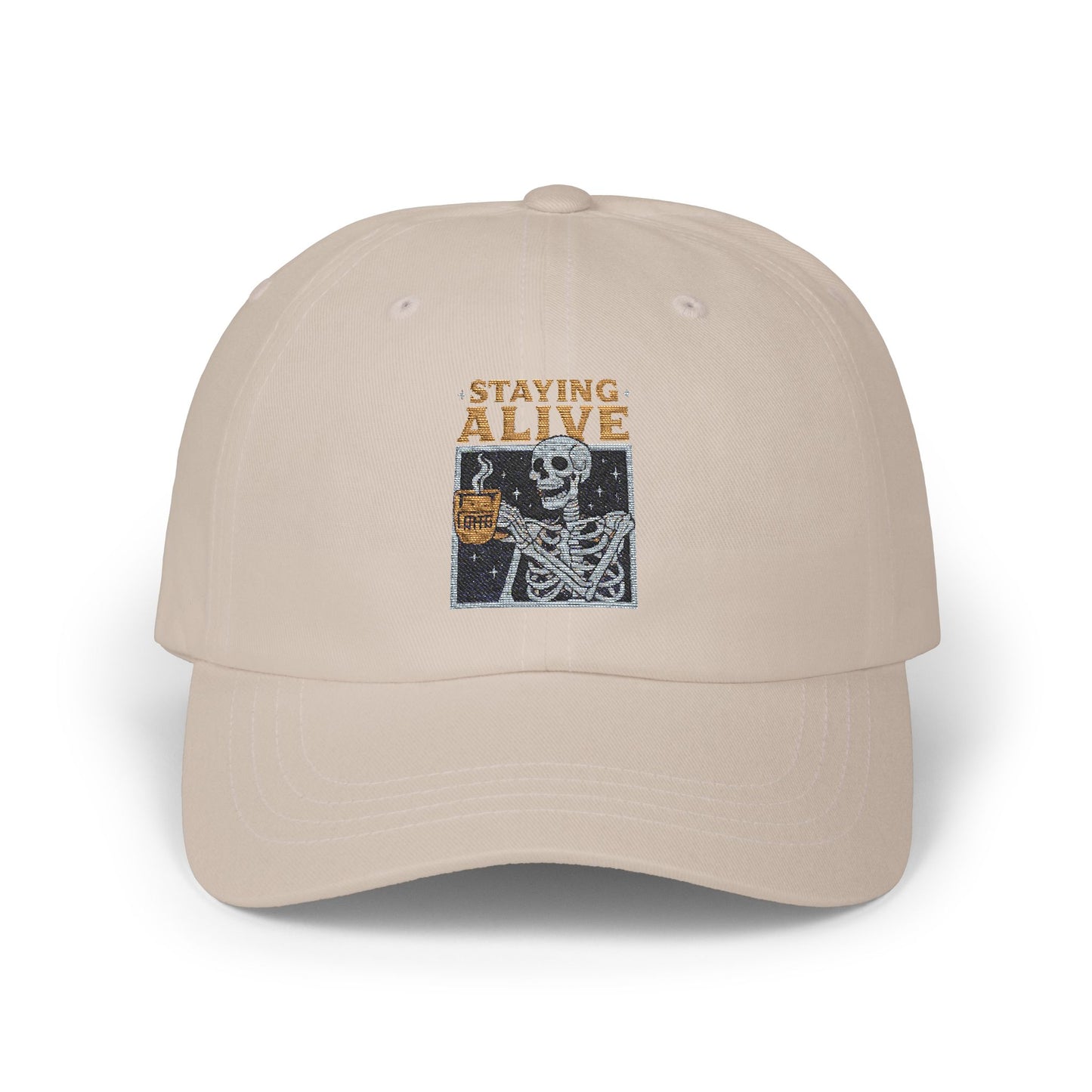 Skeleton Staying Alive Dad Cap, Cool Dad Hat, Vintage Cap, Festival Accessory, Gift for Dad