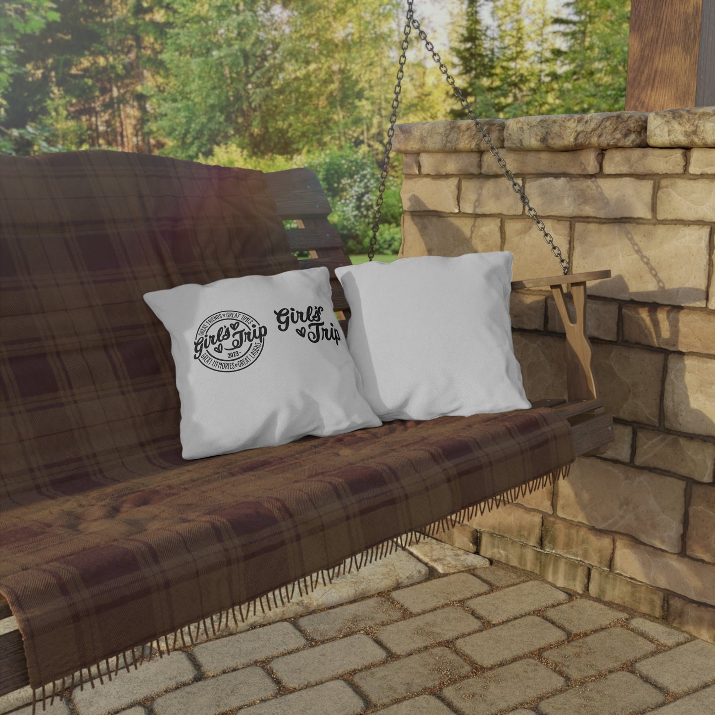 Girls Trip Outdoor Pillows for Relaxing Gatherings, Perfect for Summer BBQs, Pool Parties, and Road Trips, Gift for Friends