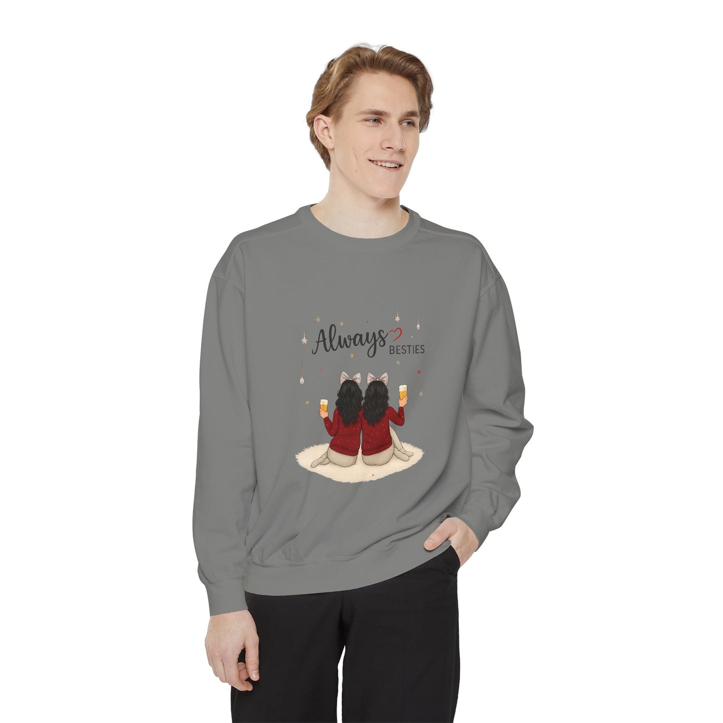 Bestie Sweatshirt with 'Always Besties' Design, Cozy Gift for Friends, Casual Wear, Friendship Celebration, Unisex Apparel