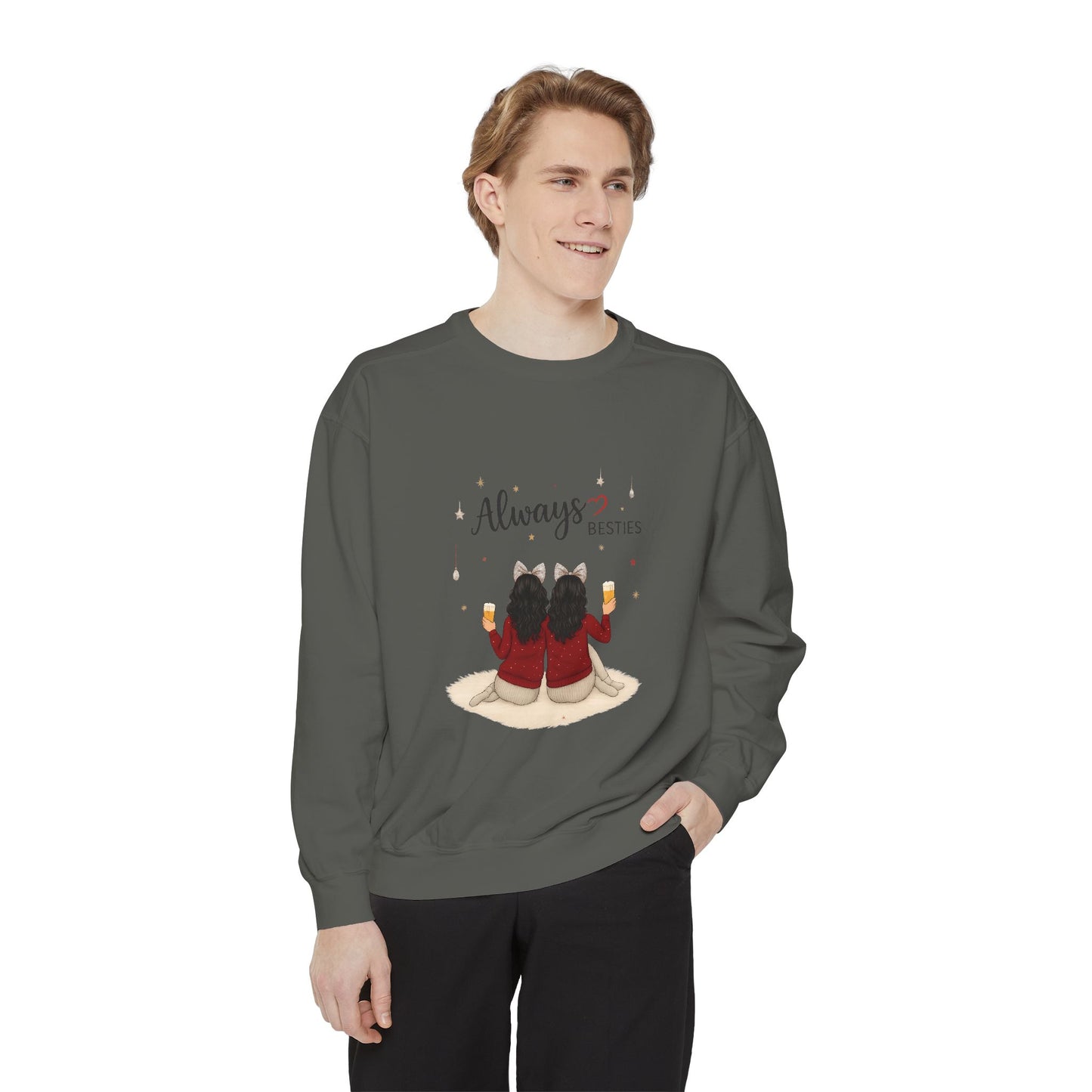 Bestie Sweatshirt with 'Always Besties' Design, Cozy Gift for Friends, Casual Wear, Friendship Celebration, Unisex Apparel