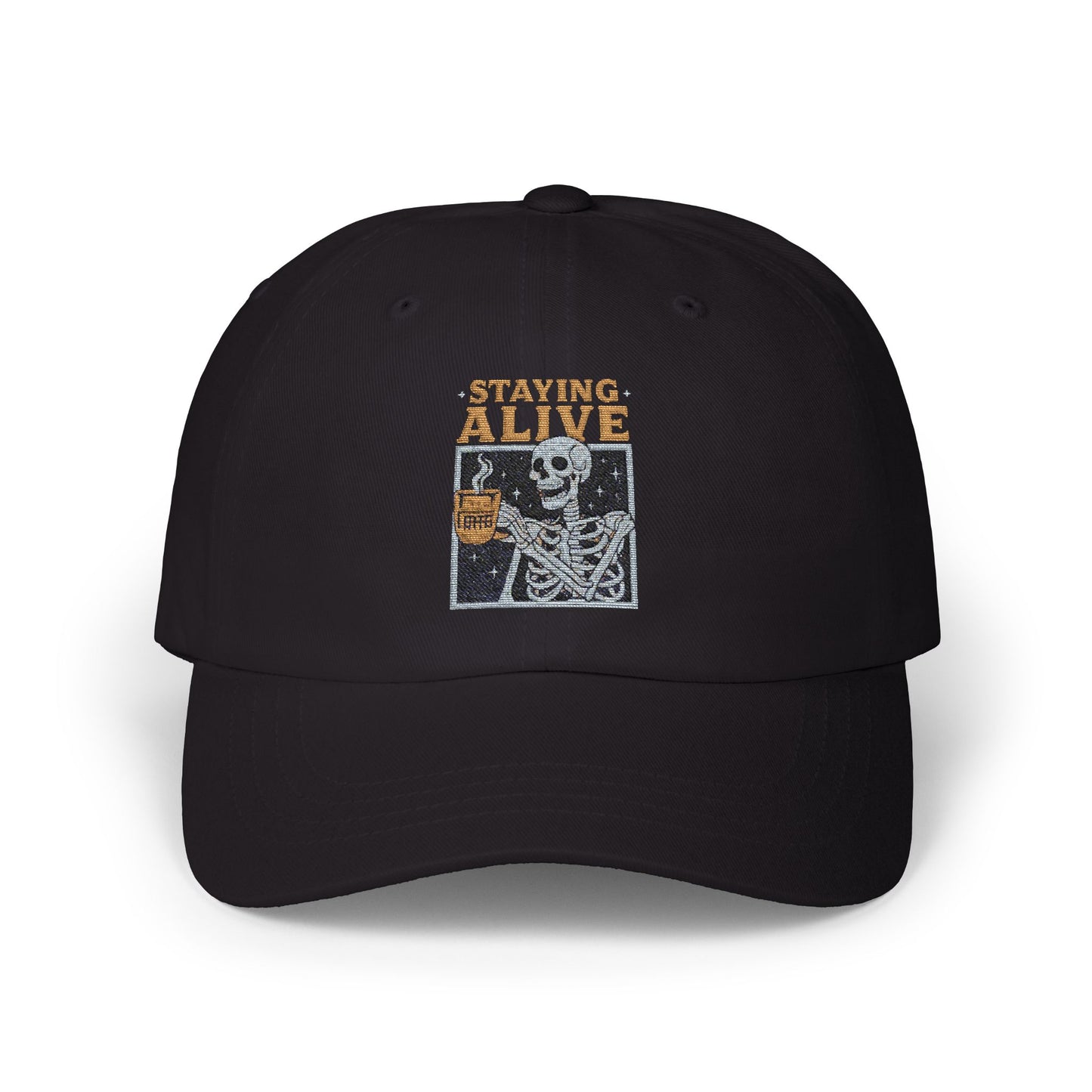 Skeleton Staying Alive Dad Cap, Cool Dad Hat, Vintage Cap, Festival Accessory, Gift for Dad