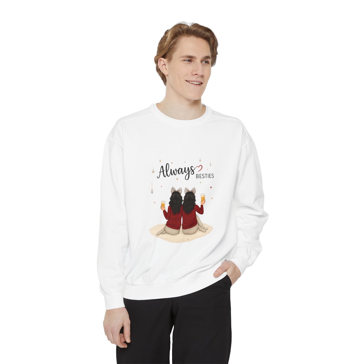 Bestie Sweatshirt with 'Always Besties' Design, Cozy Gift for Friends, Casual Wear, Friendship Celebration, Unisex Apparel