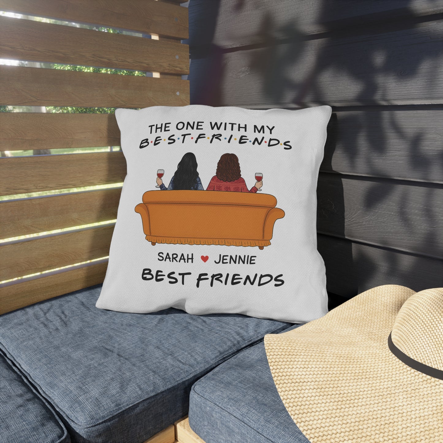 Best Friends Outdoor Pillow, Fun Garden Cushion, Friendship Gift, Patio Decor, Cozy Home Accessory, Personalized Gift Idea