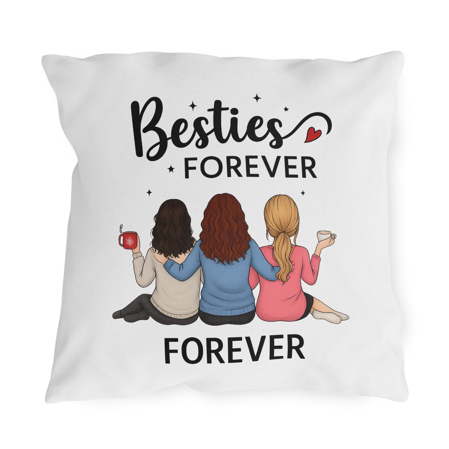 Besties Forever Outdoor Pillows, Cozy Garden Decor, Friendship Gifts, Patio Cushions, Seasonal Home Accents
