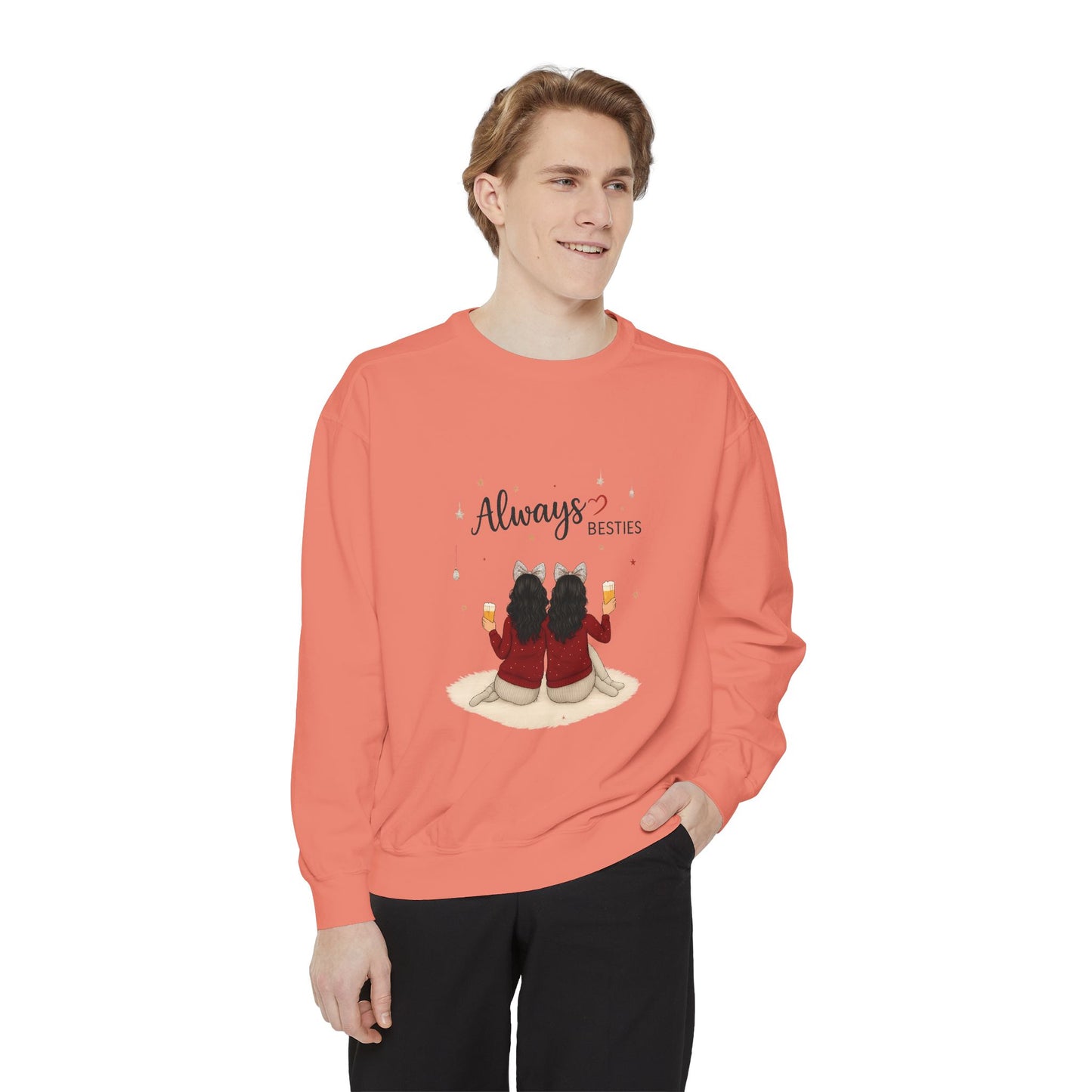 Bestie Sweatshirt with 'Always Besties' Design, Cozy Gift for Friends, Casual Wear, Friendship Celebration, Unisex Apparel