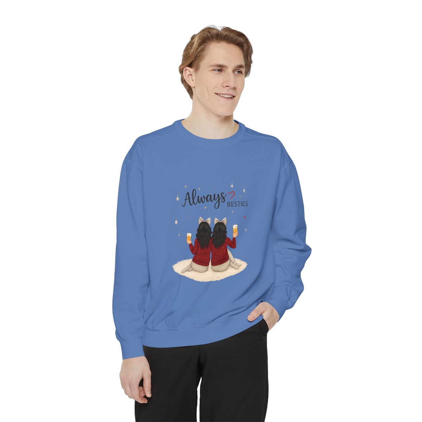 Bestie Sweatshirt with 'Always Besties' Design, Cozy Gift for Friends, Casual Wear, Friendship Celebration, Unisex Apparel