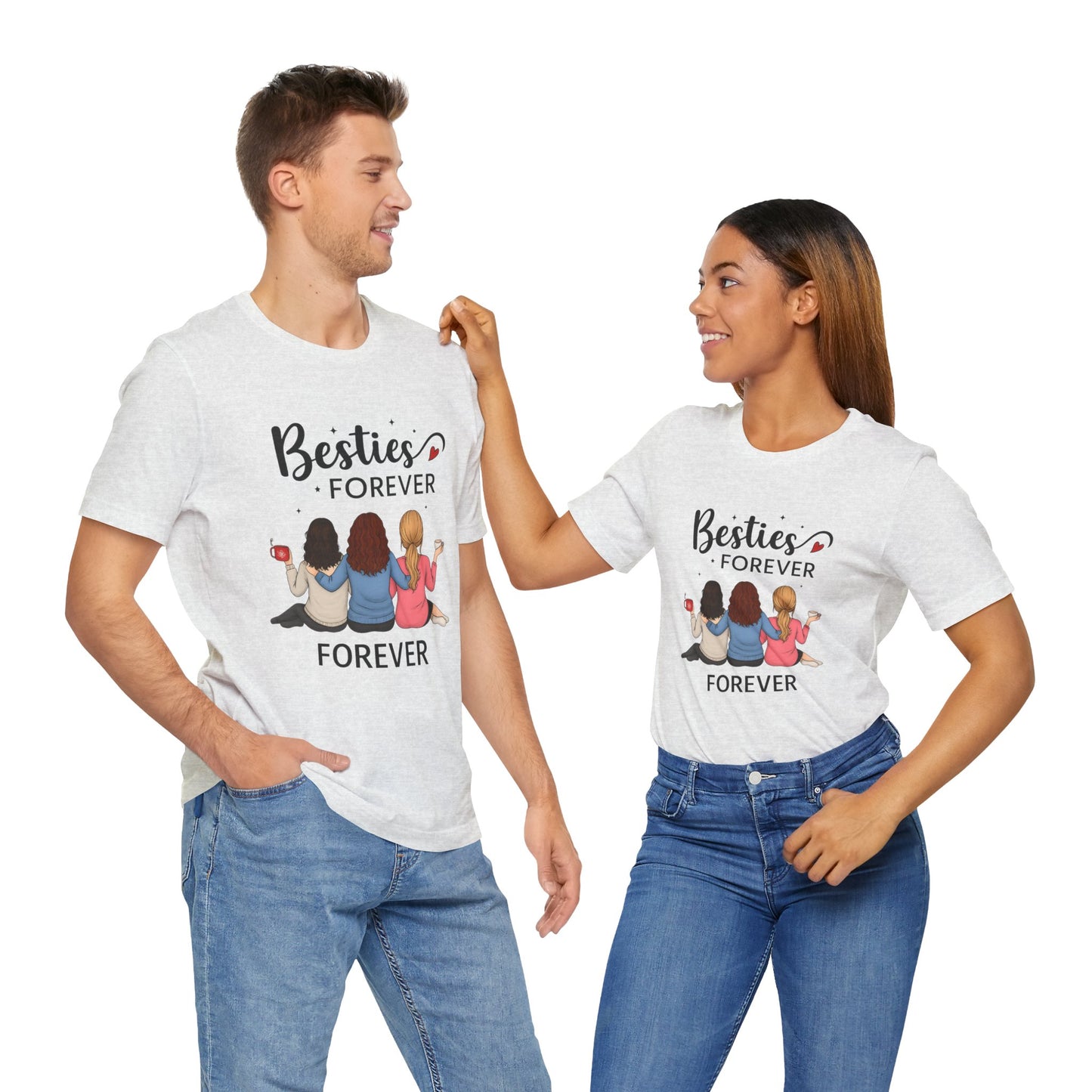 Besties Forever Tee, Friendship Gift Shirt, Unisex Short Sleeve Top, Best Friend Birthday Tee, Casual Friendship Apparel