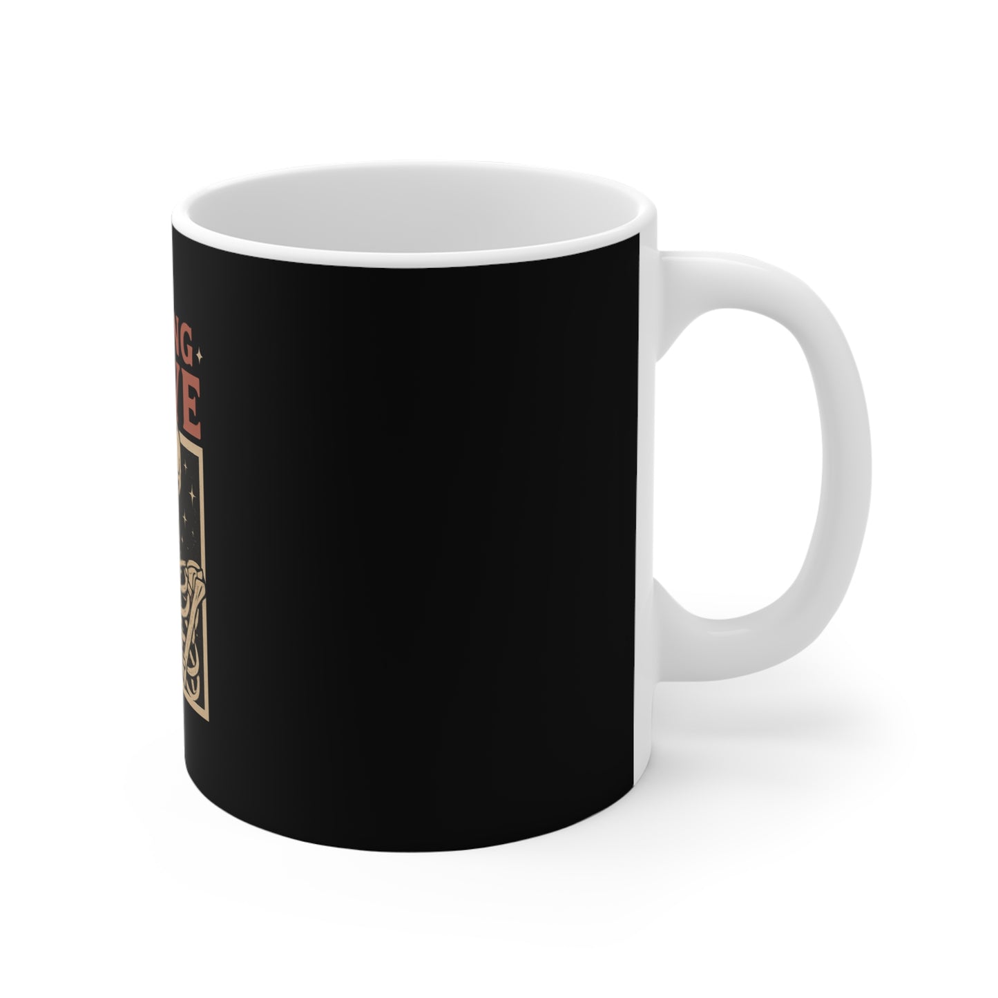 Funny Skeleton Staying Alive Mug - 11oz Coffee Cup, Halloween Gift, Quirky Kitchenware, Unique Present, Skeleton Lover's Mug