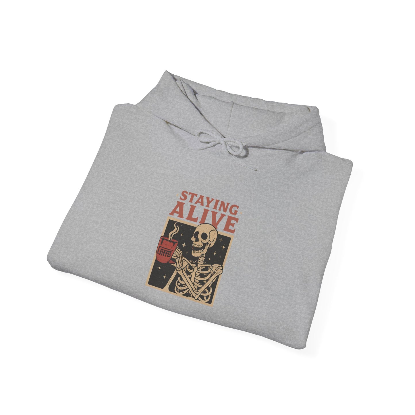Staying Alive Unisex Hoodie - Fun Graphic Sweatshirt for Casual Wear, Perfect for Gift Giving, Halloween, or Everyday Comfort