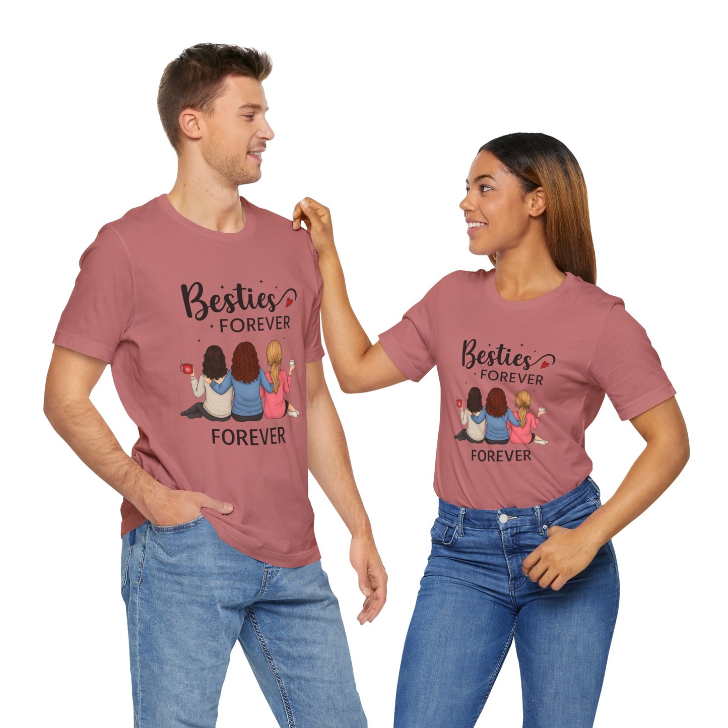 Besties Forever Tee, Friendship Gift Shirt, Unisex Short Sleeve Top, Best Friend Birthday Tee, Casual Friendship Apparel