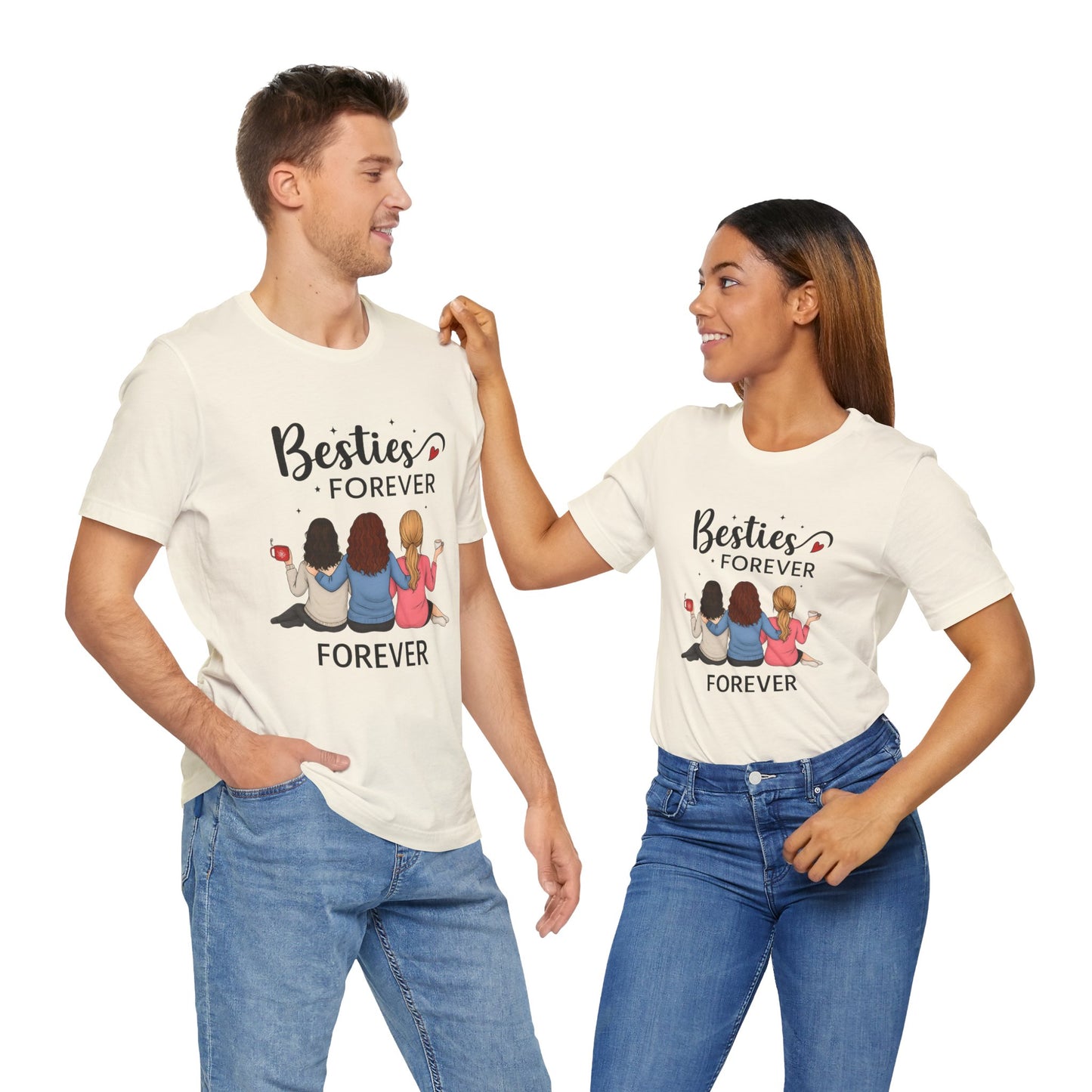 Besties Forever Tee, Friendship Gift Shirt, Unisex Short Sleeve Top, Best Friend Birthday Tee, Casual Friendship Apparel