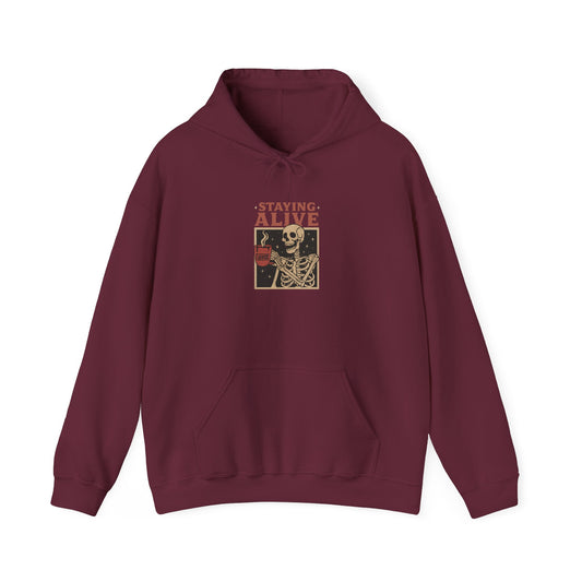Staying Alive Unisex Hoodie - Fun Graphic Sweatshirt for Casual Wear, Perfect for Gift Giving, Halloween, or Everyday Comfort