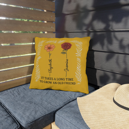 Friendship Quote Outdoor Pillow, Decorative Throw Cushion for Patio, Garden, or Porch, Home Decor Gift, Cozy Outdoor Accent
