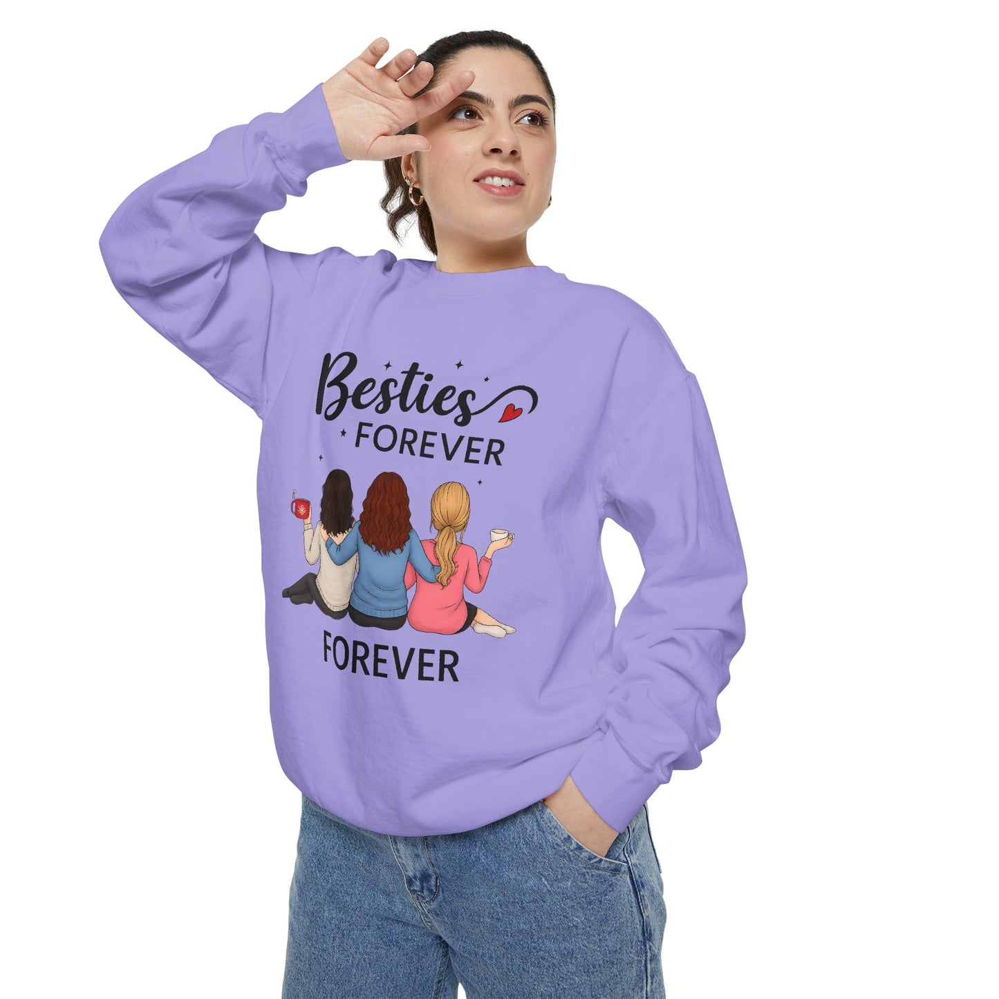 Besties Forever Sweatshirt, Cozy Friendship Gift, Ideal for Birthdays, Casual Outings, Best Friend Apparel, Comfortable Fashion
