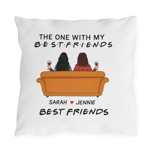 Best Friends Outdoor Pillow, Fun Garden Cushion, Friendship Gift, Patio Decor, Cozy Home Accessory, Personalized Gift Idea