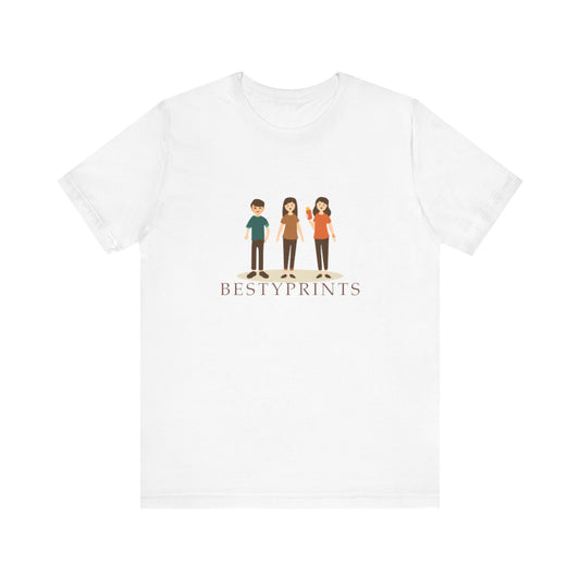 Family Cartoon Graphic Tee, Cute Gift for Friends, Casual Summer Wear, Kids and Adults, Unique Family Gathering Shirt, Birthday Gift