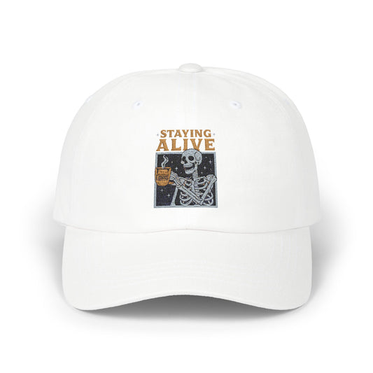 Skeleton Staying Alive Dad Cap, Cool Dad Hat, Vintage Cap, Festival Accessory, Gift for Dad