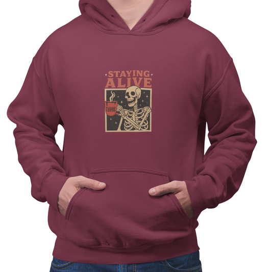 Staying Alive Unisex Hoodie - Fun Graphic Sweatshirt for Casual Wear, Perfect for Gift Giving, Halloween, or Everyday Comfort