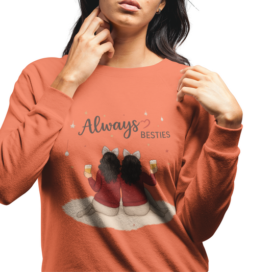 Bestie Sweatshirt with 'Always Besties' Design, Cozy Gift for Friends, Casual Wear, Friendship Celebration, Unisex Apparel